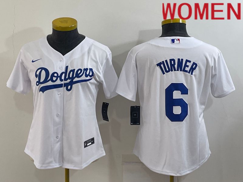 Women Los Angeles Dodgers #6 Turner White Game Nike 2022 MLB Jersey
